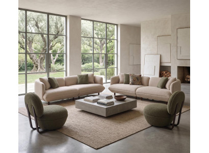 Luxuriöse Wohnzimmer Stoffsofas 2x Polstersessel 4-Sitzer Couchen