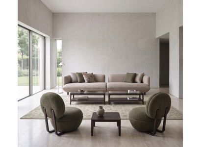 Designer Wohnzimmer Garnitur Sofa 2 Sessel Bouclé Beige