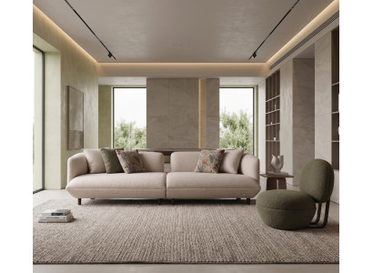 Edle Couchgarnitur Beiger 4-Sitzer Designer Polstersessel 2tlg
