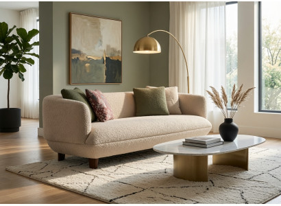 Exklusiver Beiges Polstersofa Designer Creme Sofa Wohnzimmer 3-er