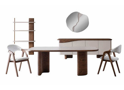 Modern Set Esstisch mit 2x Stühle Designer Esszimmer Sideboard Einrichtung