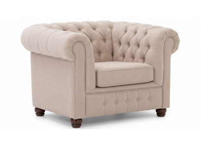 Beiger Polstersessel Chesterfield Gesteppter Sessel Wohnzimmermöbel