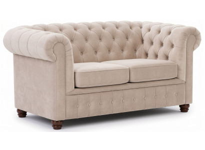 Beiges 2-Sitzer-Sofa Chesterfield Gestepptes Polstersofa Wohnzimmer