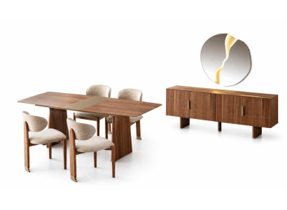 Luxuriöses Esszimmer Set Esstisch Komplett 4x Stühle Holzmöbel Sideboard