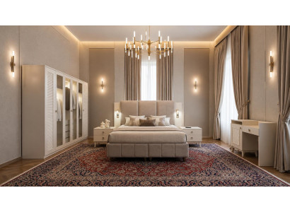 Luxuriöse Schlafzimmer Garnitur Modernes Bett Kommode Nachttische