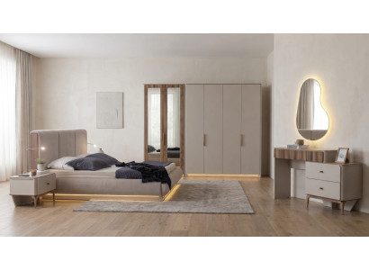 Edel Luxus Schlafzimmer Set Bett Schrank Nachttisch Spiegel Elegante