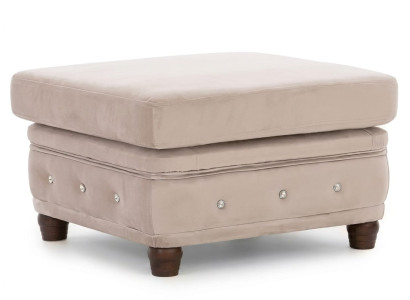 Klassischer beiger Hocker Weicher Textil-Fußhocker Chesterfield Wohnzimmer