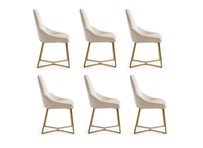 Stuhl Set 6x Stühle Beige Moderner Still Praktisch Schick Funktional