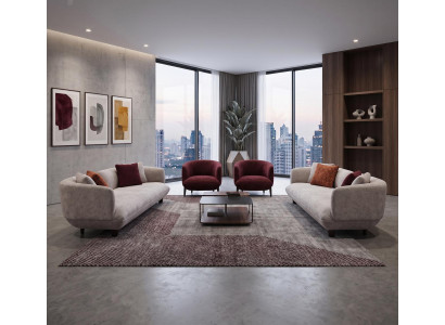 Elegantes Sofa-Set Wohnzimmer Textilcouchen Designer Sessel Set 4tlg