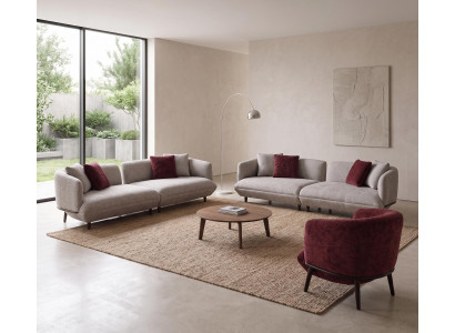 Hellgraue Wohnzimmer Polstergarnitur Edle Sofas Loungesessel 3tlg