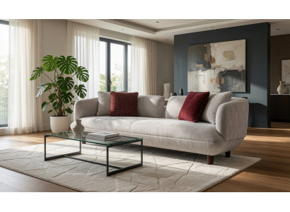 Hellgraue Textilcouch Designer Polstersofa Wohnzimmer 3-Sitzer