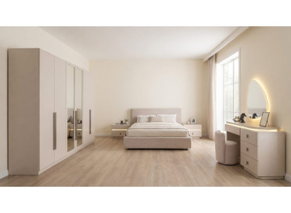 Luxus Elegant Schlafzimmer Set Schrank 2x Nachttisch Stilvoll Hocker