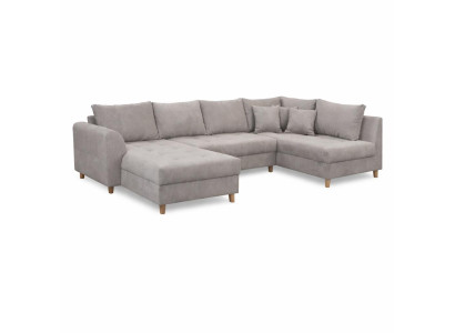 Modernes graues U-förmiges Ecksofa Stoffsofa mit Kissen Wohnzimmermöbel