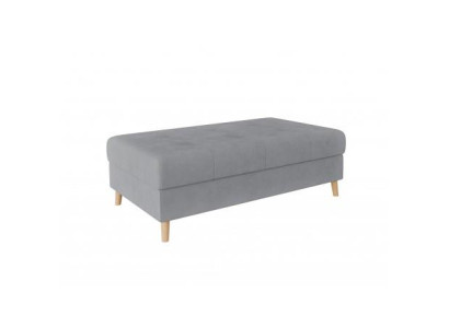 Grauer weicher Hocker Stoff-Fußhocker mit Holzbeinen Wohnzimmer
