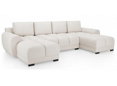 Weißes U-förmiges Ecksofa großes Sofa Stoffsofa für das Wohnzimmer