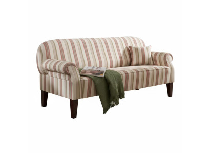 Beige-brauner gestreifter 3-Sitzer-Sofa Polstersofa mit hohen Beinen