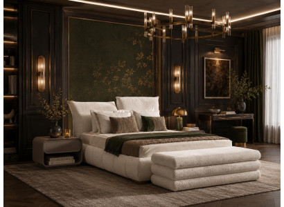 Elegantes Schlafzimmer-Set mit Polsterbett und komfortabler Sitzbank