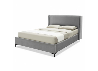 Graues Bett mit Kopfteil 140 x 200 cm Bettgestell Schlafzimmermöbel
