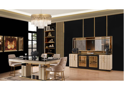 Esszimmer Set Esstisch 4x Stühle Beige Moderner Stil Praktisch Schick