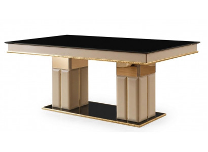 Esstisch Beige Schwarz Moderner Stil Luxuriös Glänzend Einzigartig