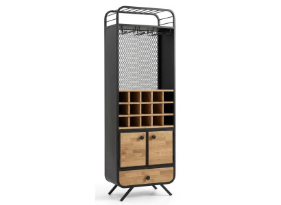 Elegantes Rustikales Holz Metall Weinregal Fächer Flaschen Gläser