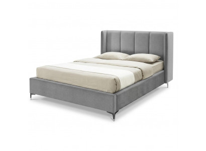 Stilvolles graues Bett 160 × 200 cm mit Kopfteil Bettgestell Schlafzimmer