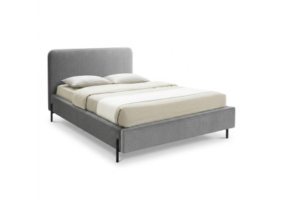 Graues Bett 160 x 200  Bettgestell aus Holz  Stoffbezug Moderne Betten