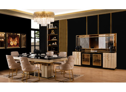 Esszimmer Set Esstisch 6x Stühle Beige Moderner Still Praktisch Schick