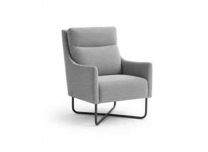 Bequemer grauer Sessel mit Stoffbezug Italienischer Möbel Relaxsessel