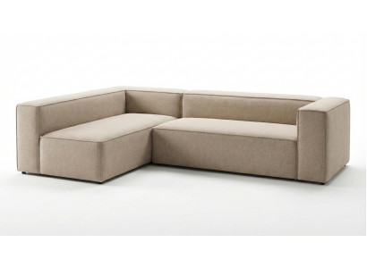 Beiges L-förmiges Ecksofa bequemes Stoffsofa minimalistisches Design