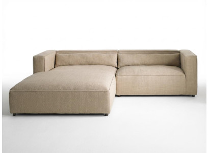 Beiges weiches L-förmiges Ecksofa Stoffsofa minimalistisch modern