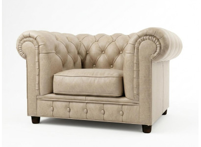 Beiger klassischer Sessel Chesterfield gesteppter Sessel Wohnzimmermöbel