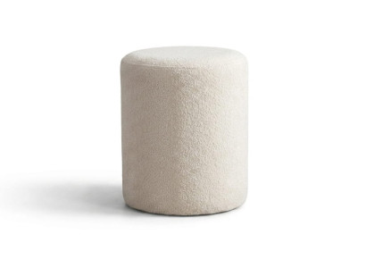Glamour Pouf Sitzhocker Beige Textil Hocker Rund Modern Elegant Design