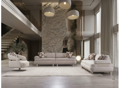 Wohnzimmer Polster Sitzgruppe 2x Textilsofas Loungesessel 3tlg