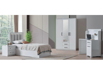 Elegantes 4-teiliges Jugendzimmer-Set mit Bett, Schrank und Schreibtisch