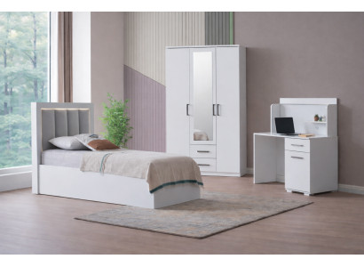 Elegantes 3-teiliges Jugendzimmer-Set: Bett, Kleiderschrank, Schreibtisch