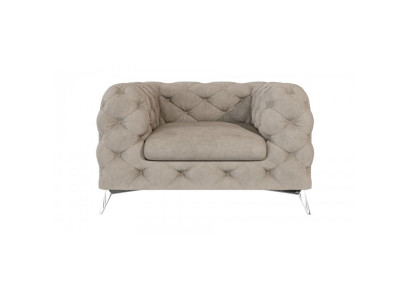 Beiger Polstersessel Chesterfield Gesteppter Sessel Wohnzimmermöbel