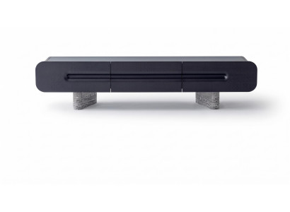 Modernes TV Lowboard Schwarz Design Steinoptik Luxus Sideboard