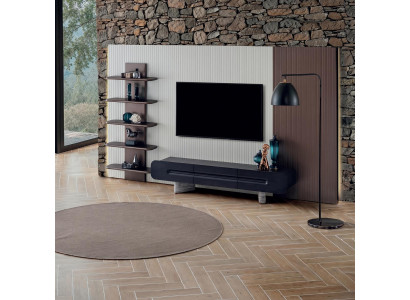 Wohnwand TV Lowboard Regal Dunkelbraun Modern Design Set Luxus