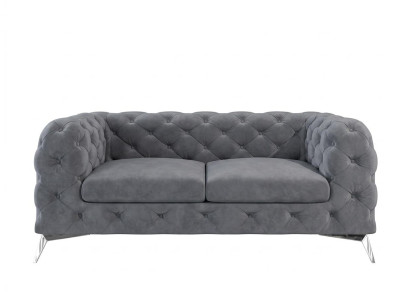 Graues gestepptes 2,5-Sitzer-Sofa klassisches Sofa Chesterfield Wohnzimmer