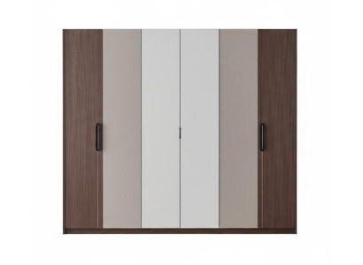Eleganter Braun-Beiger Kleiderschrank 6-türiger Stauraumschrank