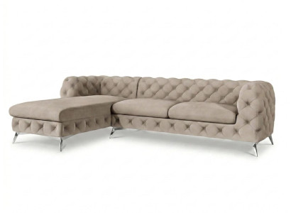 Beiges L-förmiges Ecksofa Chesterfield Gestepptes klassisches Sofa luxuriös