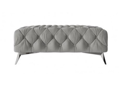 Grauer Hocker mit Metallbeinen Weicher Fußhocker Wohnzimmermöbel