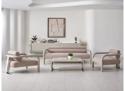 Sofa Set Sofa Sessel weich bequem schön modern beige neu