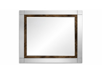 Eleganter Wandspiegel mit modernem Silberrahmen und Bronzeakzenten