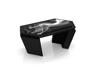 Moderner Couchtisch Schwarz Hochglanz mit Rauchglas Optik