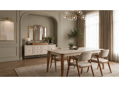 Esstisch im modernen Stil beige elegant ausziehbar repräsentativ schick
