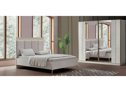 Modernes Schlafzimmer Set Edles Polsterbett Robuster Kleiderschrank