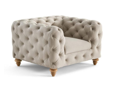 Beiger gesteppter Sessel Chesterfield Kapitonierung Designer-Sessel aus Stoff