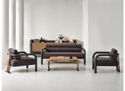 Sofa Set Sofa Sessel weich bequem schön modern braun